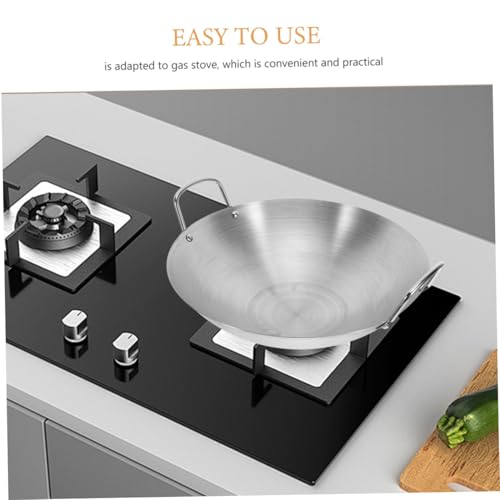 Wok acero inoxidable con dos asas y fondo redondo miniatura 3