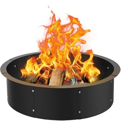 Comzinn 36 Inch Inner Round Fire Pit Ring Insert for Outside Wood Burning, 40 Inch Outer 36 Inch Inner DIY Outdoor Fire Pit Liner Ring for Garden, Patio, Backyard or Camping, 1.5mm Thick Metal Steel
