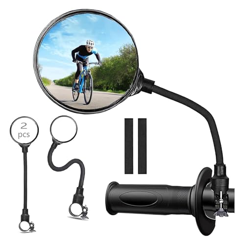 1 Pair Bike Mirror for Diamondback Haanjo 3, Lightweight Durable Scratch Resistant Bike Rear View Mirror Wide Vision 360° Adjustable