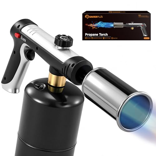 Sakerplus Antorcha de propano ajustable de alto calor, con bloqueo de seguridad, para barbacoa, parrilla, soldadura, fogata, proyectos de bricolaje (no incluye tanques de gas)