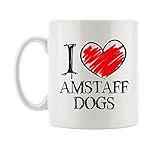 Utilizzabile in microonde Pixxprint I Love Amstaff Dogs Fun - Tazza