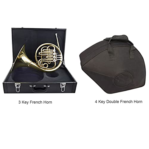 Single/Double French Horn Flat Bb 3/4 Keys Gold Craft Lacquer Brass French Horn With French Horn Case, Mouthpiece, Glove (A) #TOP6