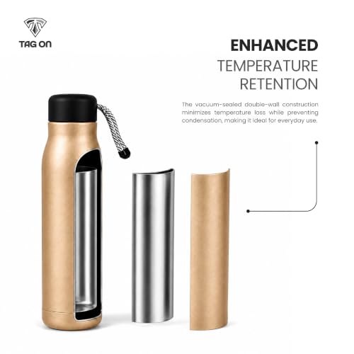 Image of 304 Stainless Steel Water Bottle 500 ml | Hot & Cold | Durable & Leak-Proof | For Office, Home, Kids, School For Women Men | 500ml water bottle | Gold