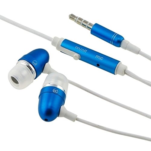 Insten 3.5mm In-Ear Stereo Headset with On-Off and Mic for Samsung Galaxy Note 4 - Retail Packaging - Blue