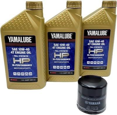 Yamaha Grizzly 450 (2007-2014) all Models HP Oil Filter Change Kit Yamaha Part# 5GH-13440-90-00 Supercedes Part# 5GH-13440-80-00, 3 Quarts Hi Performance LUB-10W40-FS-12