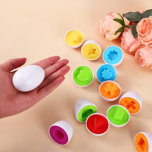 Matching-Eggs-12-pcs-Set-Easter-Eggs-Educational-Color-Shape-Recognition-Sortere-Skills-Study-Toys-Montessori-Toys-STEM-Educational-Toy-Gift-for-Toddler-1-2-3-Year-Old