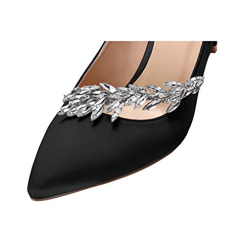 ERIJUNOR Pointed Toe Mid Heels Wedding Party Evening Dress Pumps for Women4