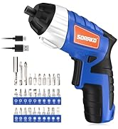 Electric Screwdriver, SORAKO Cordless Screwdriver Rechargeable 4V Max, Power Screwdriver with LED...