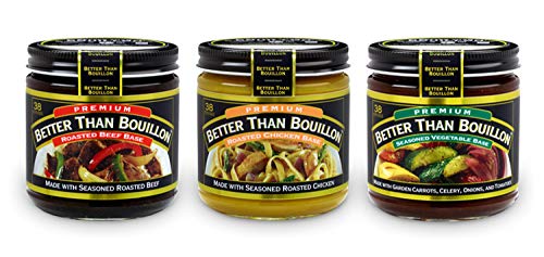 Better Than Bouillon Variety Pack- Beef Base, Chicken Base, Vegetable Base 8oz jars (3 Pack; 1 each) in a Prime Time Direct Sealed Bag