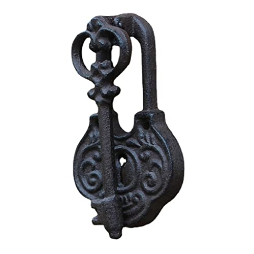 Llave antigua decorativa y aldaba de hierro fundido para portones de estilo clásico 2