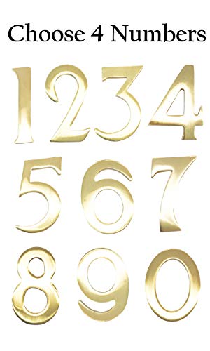 Addresses Of Distinction 4 Customized 3-Inch Brass Mailbox Numbers – Pick Your Numbers - Self Adhesive – Williamsburg Font – Won’t Tarnish – Numbering For Address Plaque #TOP1