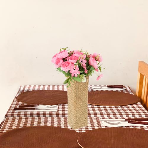Jarrón de paja tejido para flores secas en centros de mesa 8