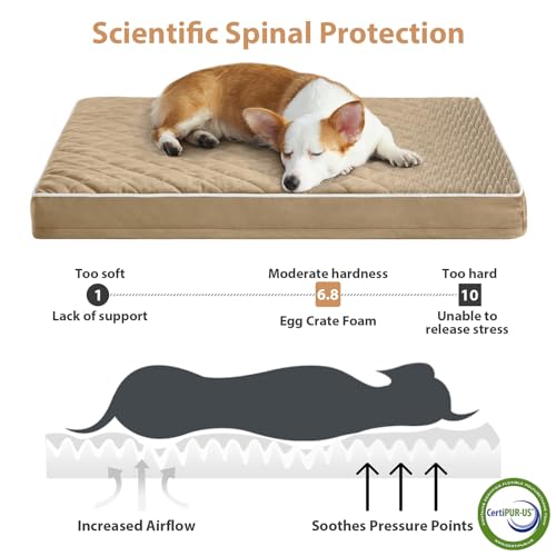 Image of WNPETHOME Orthopedic Dog Bed for Crate, Waterproof Extra Large Dogs Bed with Removable Washable Cover, Multi-Needle Quilting Dogs Crate Beds