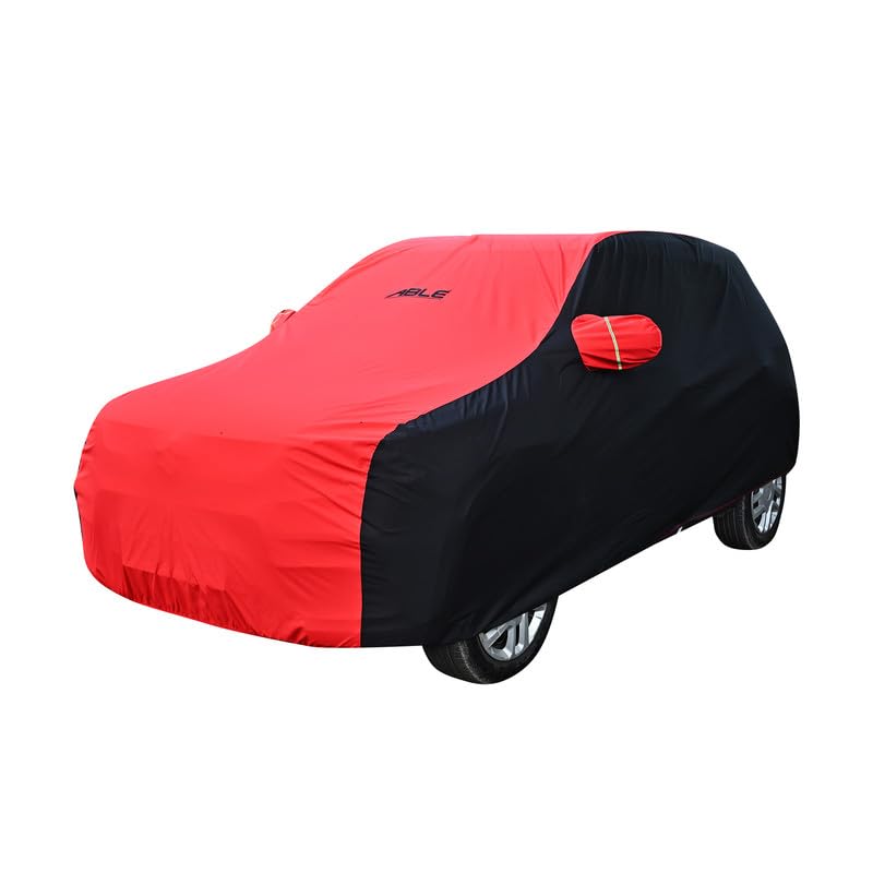 Able Classic Black & Red Water Repellent Car Body Cover with Mirror Pockets and Driver Door Zipper Compatible for BMW-7 Series 750LI (2015 to 2021 Model)