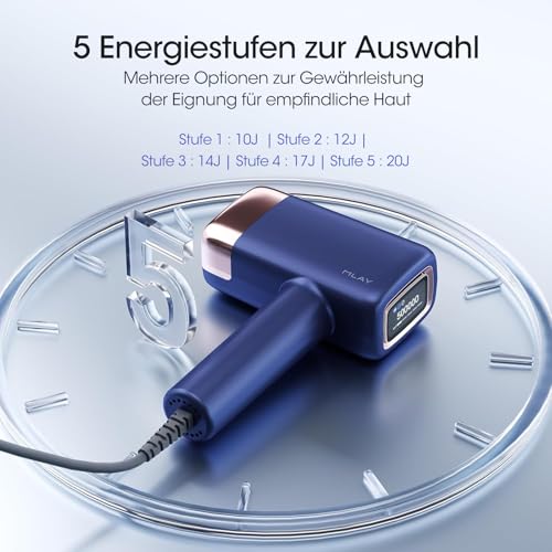 MLAY IPL Laser Geräte Haarentfernung, 0,5 Sek./Blitz Schmerzfreie Eis-Haarentfernung mit Zwei Präzisen Köpfen für Gesicht und Bikini, Geeignet für Gesicht, Achseln, Beine, Bikini Laser Haarentfernung