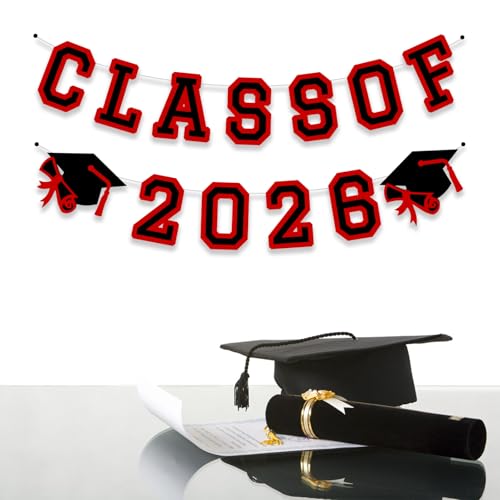 Image of Class of 2026 Graduation Banner University College Grad Garlands Decoration Party Supplies High School Colors Red