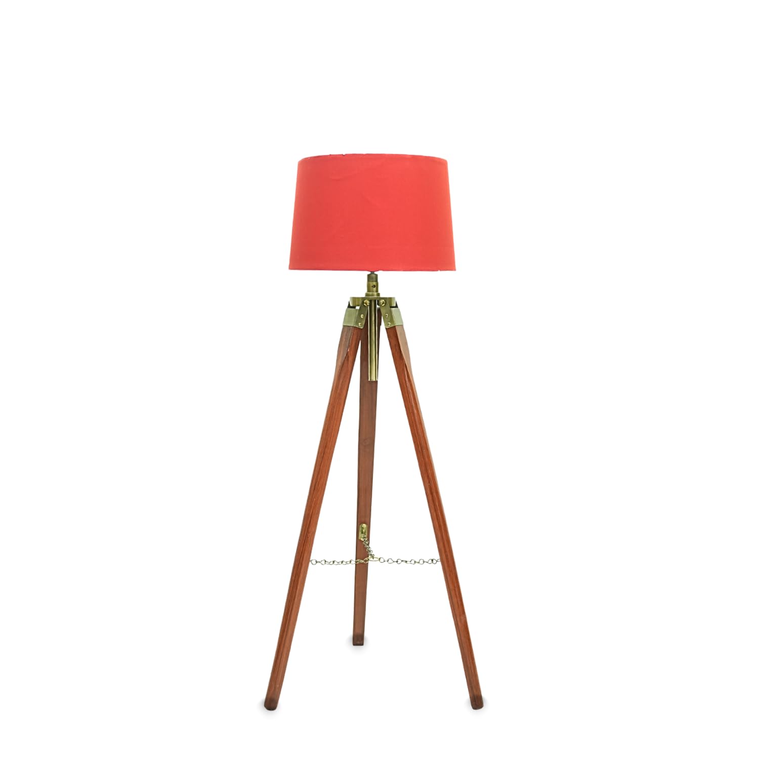 Tripod Floor Lamp with Wooden Legs, Red Lamp Shade for Living Room for Bedside Lamp for Home Decor-image-42
