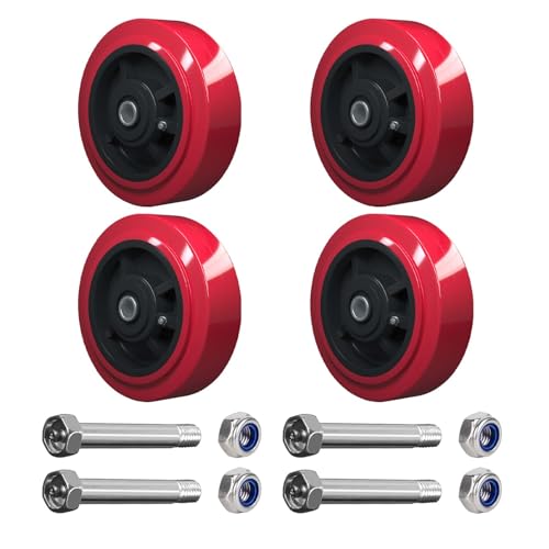 LONGRUNFORU 6" x 2" Industrial Rated PU Caster Wheels, Polyurethane on Polyolefin core Wheel with Roller Bearing- 1/2" Bore - Set of 4 Heavy Duty Caster Wheel with 4000 lbs Capacity(4 PACK)