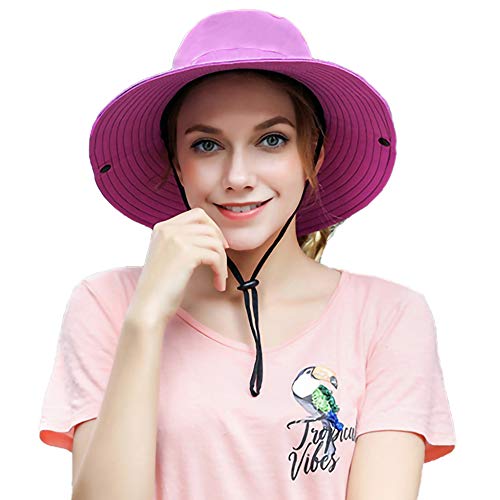 Peicees Women's Beach Fishing Hat Outdoor Sun Protection Foldable Boonie Hats, Purple, 6 3/4-7 3/8