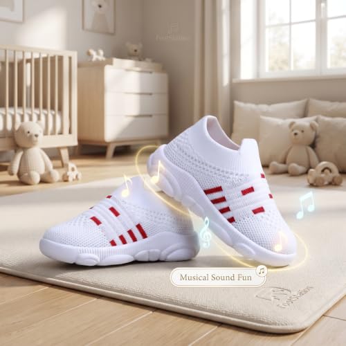 Image of Infant Shoes for Baby Boys & Girls | Musical Sound Walking Shoes | First Walker Shoes for Toddlers | Lightweight Breathable Knit Sneakers | Soft Sole Comfortable Slip On Shoes for Newborns, Babies & Kids