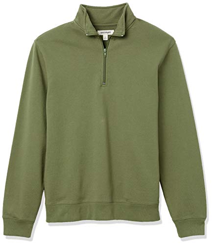 Amazon Brand - Goodthreads Men's Lightweight French Terry Half-Zip Pullover Sweatshirt, Fatigue, Large