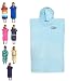 COR Childrens Poncho Towel Robe Light and Dark Blue for Ages 3-10 (Light Blue)