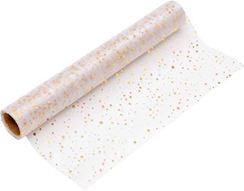 100%Mosel Camino de mesa de organza con lunares dorados (28 cm x 5 m), decoración elegante para Navidad y Adviento, decoración festiva para ocasiones especiales Cover