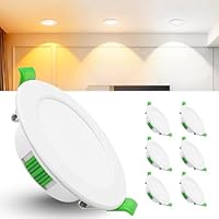 Laiebri 6er Led Einbaustrahler 230V Weiß - Extra Flach IP44 Deckenstrahler - Ø68-75mm Einbau Deckenspots 5W 600LM, 2700K/4000K/6000K Deckenlampe Deckenleuchte led für Badezimmer Wohnzimmer Küche