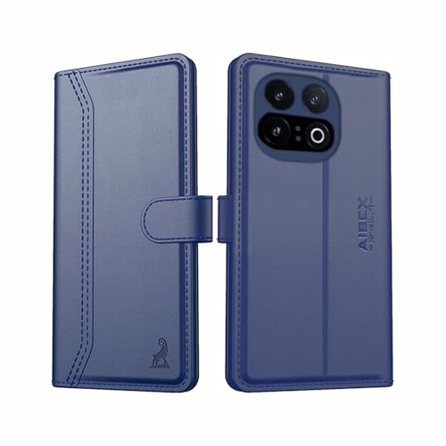 Image of AIBEX Compatible for iQOO 15 5G Flip Cover Leather Finish | Inside TPU with Card Pockets | Wallet Stand | Complete Protection Flip Case Blue