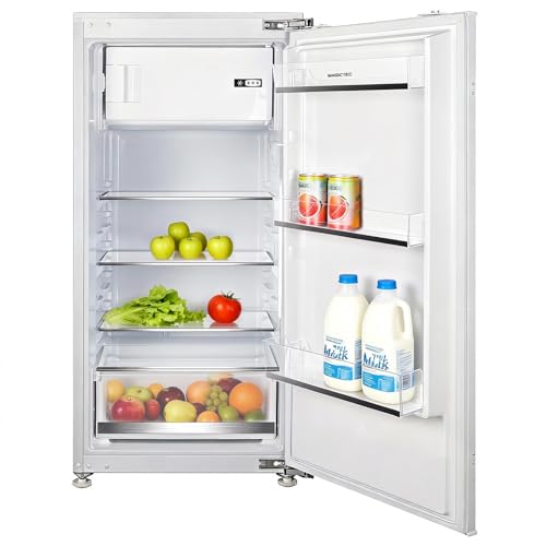magictec Réfrigérateur encastrable avec congélateur | 188L (172L/16L) | Commande mécanique | Niche 122 cm | Combiné réfrigérateur-congélateur avec poignées interchangeables