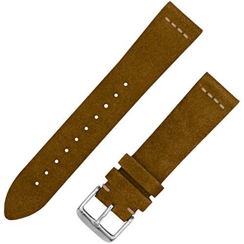 Benchmark Basics Light Brown 18Mm Suede Watch Strap - Vintage Leather Watch Band For Men & Women - Compatible With Regular & Smart Watches #TOP1