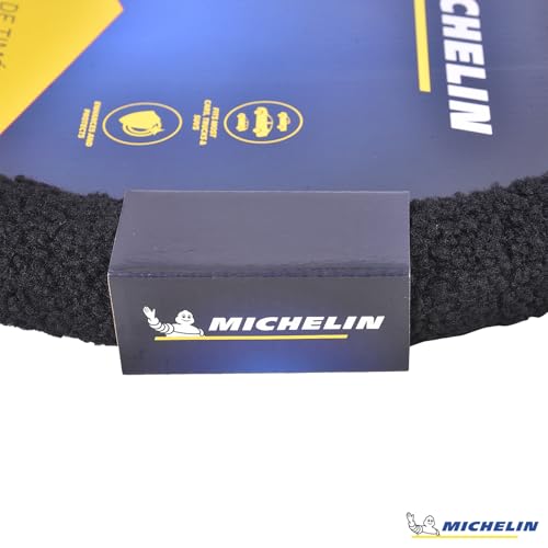 Image of MICHELIN iFit Premium Faux Leather Steering Wheel Cover- Black Fur Stich, DIY - No Tools Required to fit, iFit Technology Stretches to fit 14.5 inch & 15.5 inch Inches Most Steering Wheels
