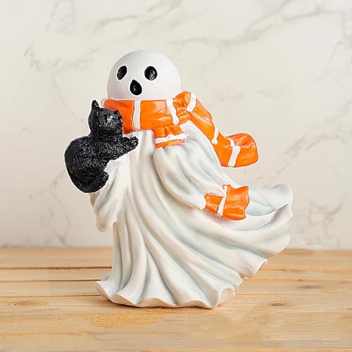 Figurine de chat fantôme en résine Generico pour décoration d'Halloween