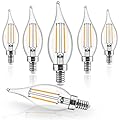 Hizashi E12 Candelabra Bulbs 40 watt Equivalent, 90+ CRI Dimmable E12 LED Bulb Flame Tip Chandelier Light Bulbs, 4W 450LM 2700K Soft Warm White, CA10, UL Listed, 6 Pack