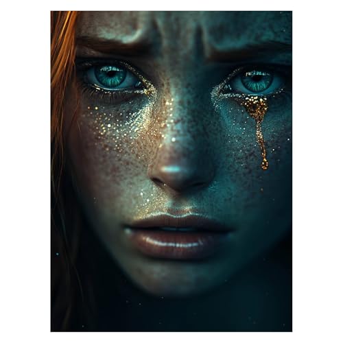 DIY 涙の跡 数字油絵 女性 数字塗り絵画 手芸キット 40 x 30CM 絵画 インテリア 手作りキット ビッグサイズ 複数サイズ 子供 初心者 ペイントバイナンバー 画材 Painting by Numbers 適用対象そして自宅 壁飾り お歳暮誕生