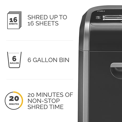 Fellowes 79Ci 100% Jam Proof Cross-Cut Paper Shredder, Black/Gray (3227902) by Fellowes - Image 5
