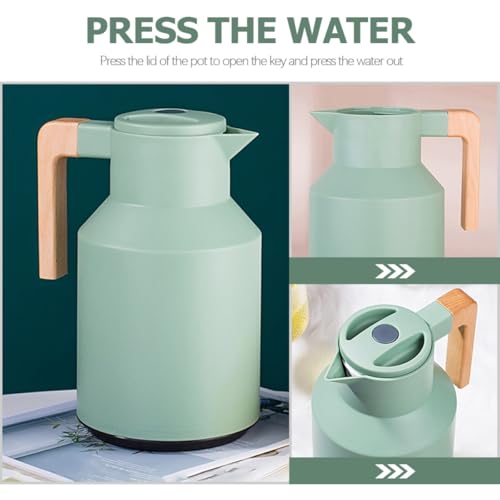 Hervidor térmico aislado verde de 1L con termo interior de vidrio lavable 5