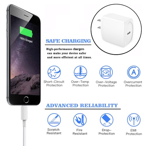 Mitesbony MCABLE_018 20W Usb C Fast Charger 10 Ft Compatible With Iphone 14 13 12 11 Xs Xr X 8 Ipad, 2 Pack Pd Wall Charger Block thumb #3