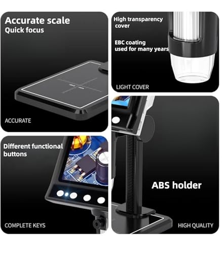Image of Digital Microscope with 4.3 inch LCD Screen, 1000X USB Coin Magnifier, 1080P HD, 8 Adjustable LED Lights, Compatible with Windows & Mac, Rechargeable, for Adults & Kids