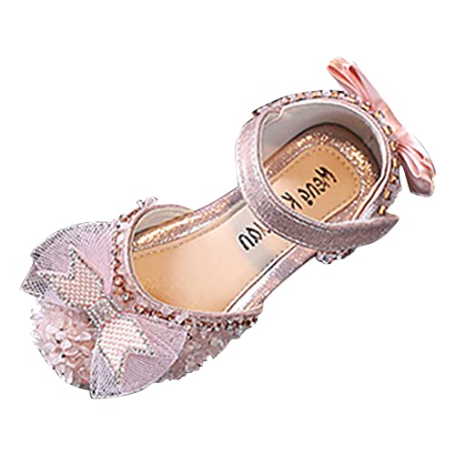 Fashion Spring And Summer Girls Sandals Dress Dance Performance Princess Shoes Light Sequin Mesh Bow Kids Shoes Slides