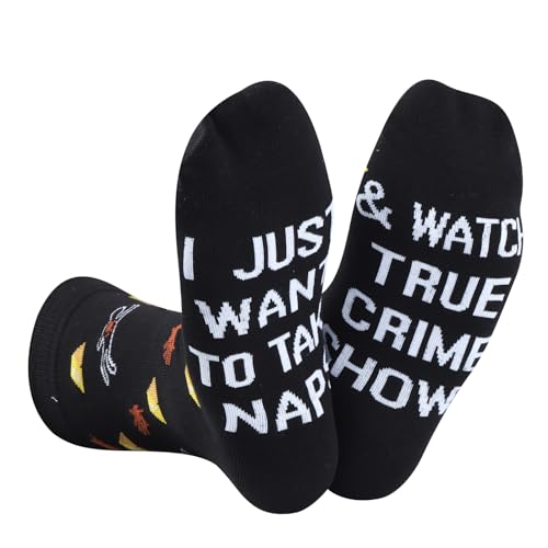 True Crime Lover Gift I Just Want To Take Naps & Watch True Crime Shows Socks for Murder Mystery...
