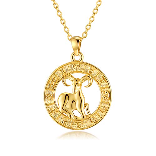 VLINRAS Aries Necklace for Women Zodiac Sign Necklace Gold Aries Gift Horoscope Necklaces for Women Constellation Astrology Jewelry