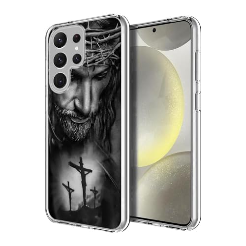 Breloque Jésus Samsung S24 Ultra coque transparente en TPU souple antichoc