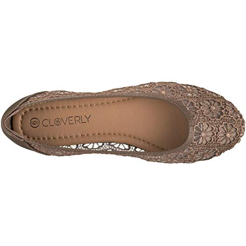 CLOVERLAY Women's Ballet Shoe Floral Breathable Crochet Lace Ballet Flats3