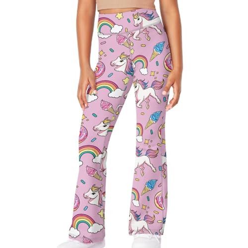Image of Girls Leggings Floral Print High-Waisted Flared Pants 5-14 Years