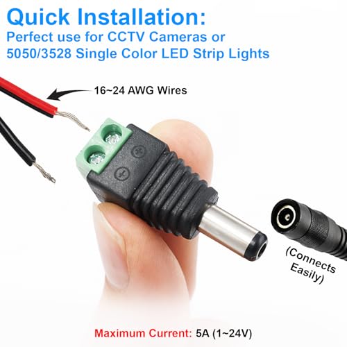 California JOS 2 Male + 2 Female 12 V 2.1x5.5mm DC Power Jack Plug Adapter Barrel Connector for CCTV Security Camera LED Strip - Image 4