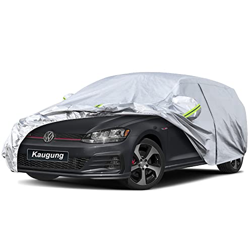 Image of Kaugung 6 Layers Hatchback Car Cover Custom Fit Volkswagen Golf from 2003 to 2025, Waterproof Car Cover All Weather for Automobiles Outdoor Indoor with Zipper Door, Sun Rain Dust Snow Protection.