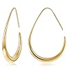 Gacimy Teardrop Hoop Earrings for Women, 14K Gold Plated Oval Pull Through Hoop Earrings for Women
