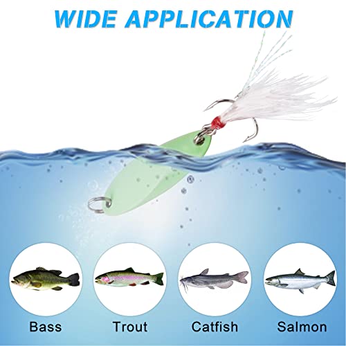 Fishing Lures Fishing Spoons Lures Trout Lures 10Pcs Luminous Hard Metal Spoons Kit For Trout Pike Bass Crappie Walleye 3/16Oz 1/4Oz 3/8Oz 1/2Oz 3/4Oz #TOP3