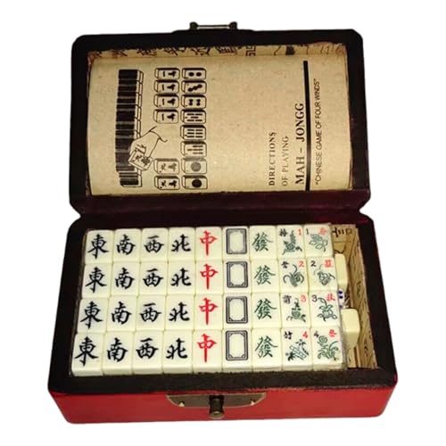 Mini Mahjong Set portátil con fichas y estuche de viaje